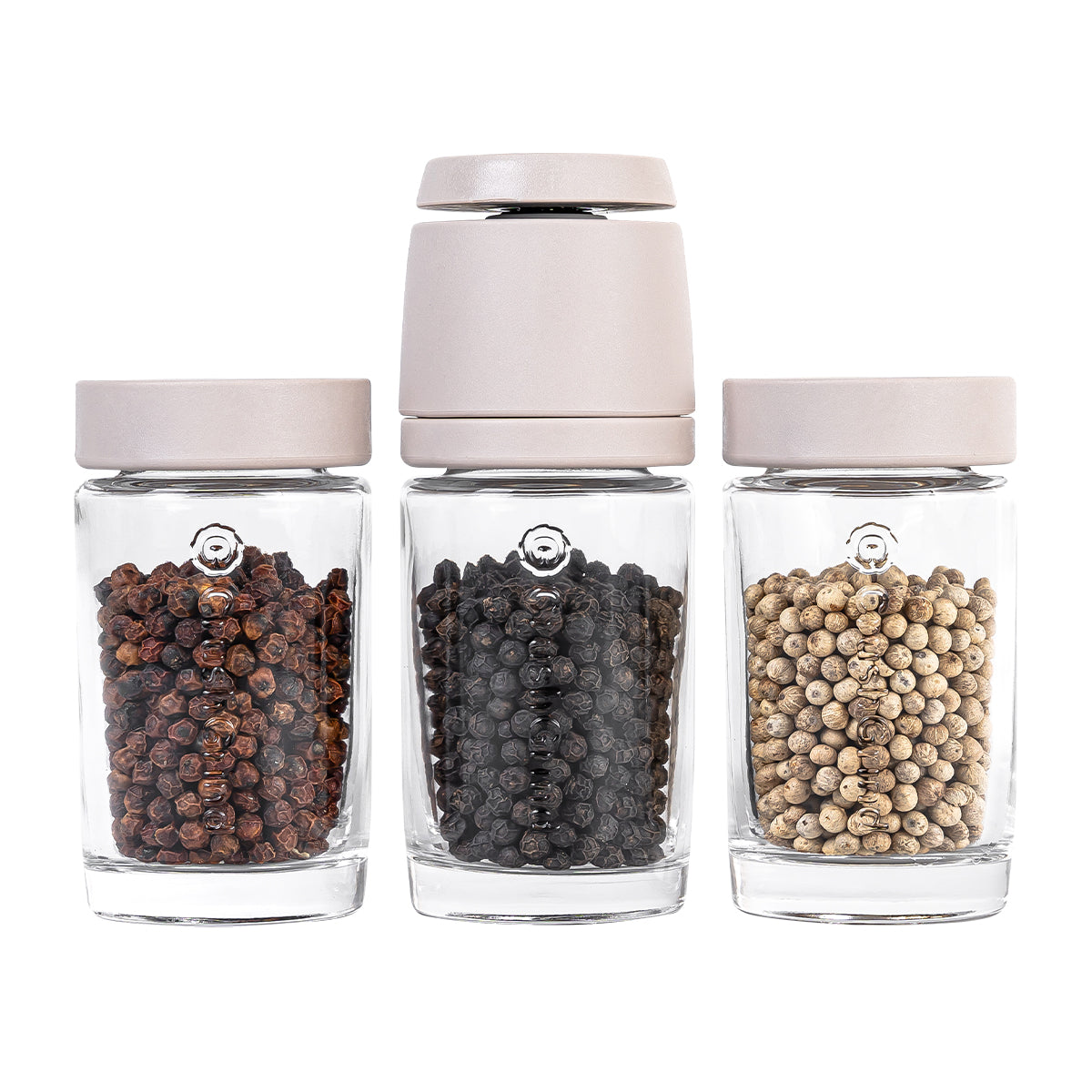 Moulin à poivre CrushGrind avec 2 réservoirs en verre et 3x50 g de poivre