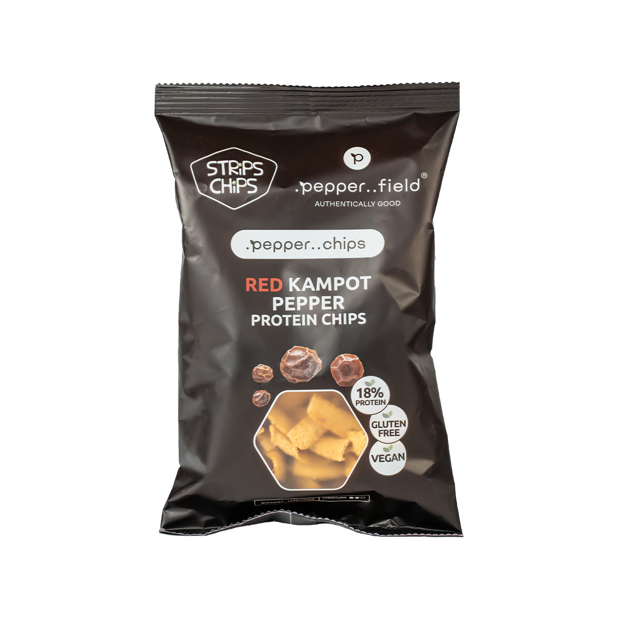 Proteinové chipsy s červeným Kampotským pepřem
