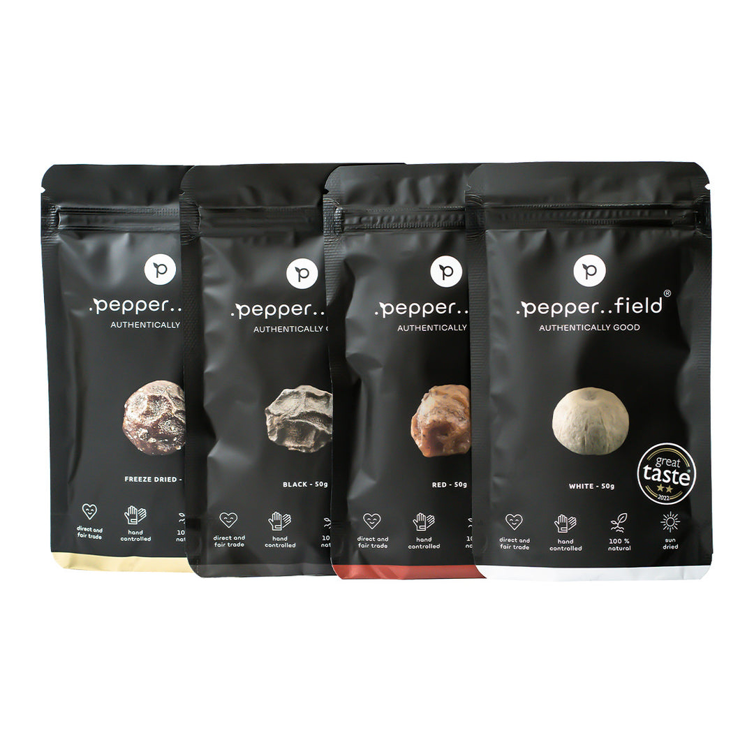 Poivre de Kampot noir, rouge et blanc + vert lyophilisé (4× 50 g) 