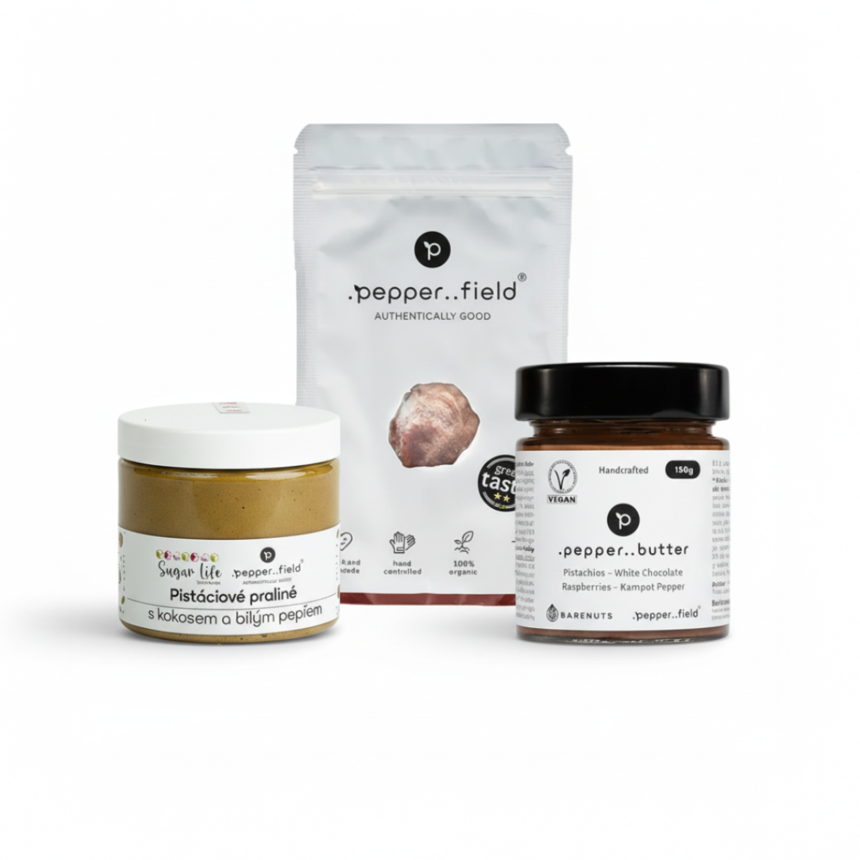 Valentýnský pistáciový balíček + 20 g červeného Kampotského pepře jako dárek