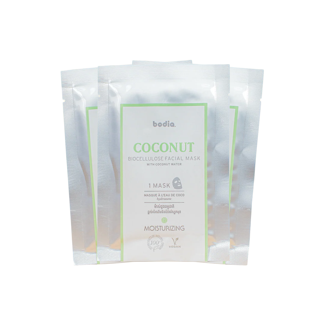 Masque en tissu pour le visage à la noix de coco - 4+1 set gratuit